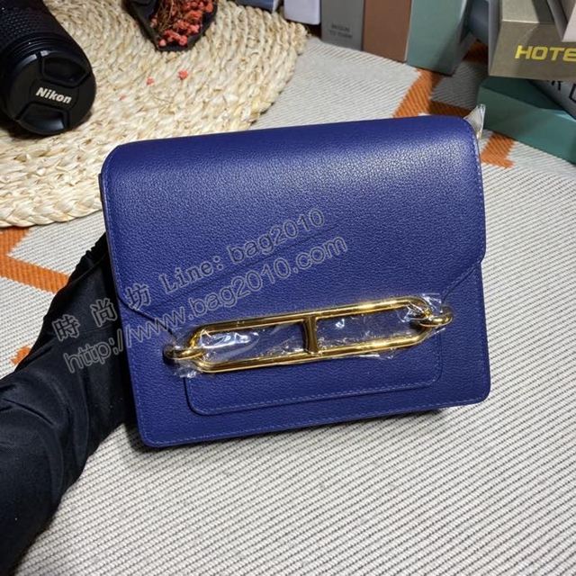 HERMES女包 豬鼻子包 Roulis Evercolor皮 寶藍 愛馬仕百搭款單肩包 愛馬仕斜挎背包  Ama1684